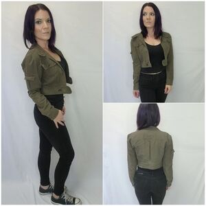 Vintage Original Star Jeans Army Green Cropped Denim Jacket